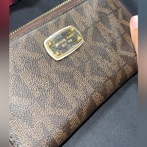 Michael Kors Textured Brown Wallet with Gold Accents